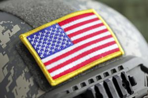 American flag patch on a helmet