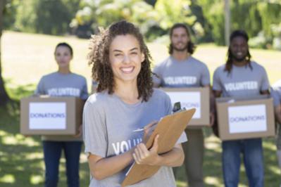 Volunteers collecting donations