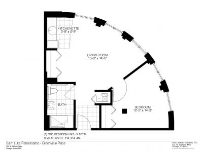 one bedroom floorplan at Greenview Place