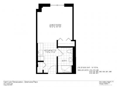 Greenview Place studio apartment floorplan